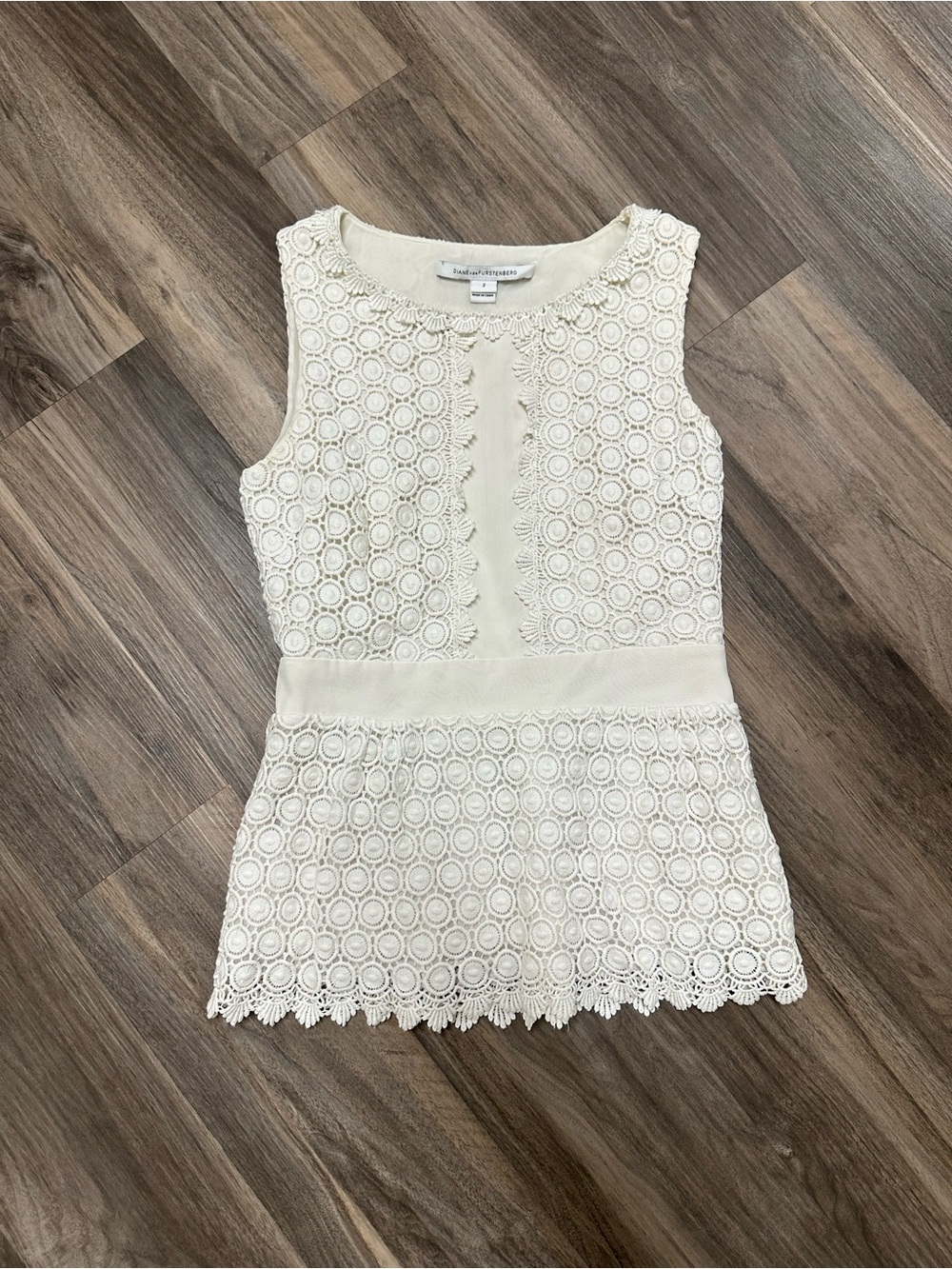 Diane von Furstenberg Tavita Cosmic Lace Peplum Top